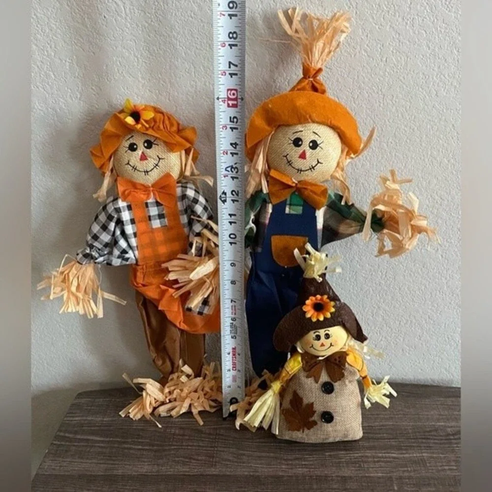 Fall decor Bundle Scarecrow Table Top Family Bows Faux Loose Leaves Holiday